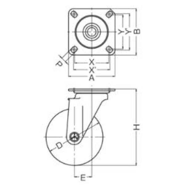 画像2: 自在キャスタープレート式(ストッパー無)ハンマーキャスター (2)