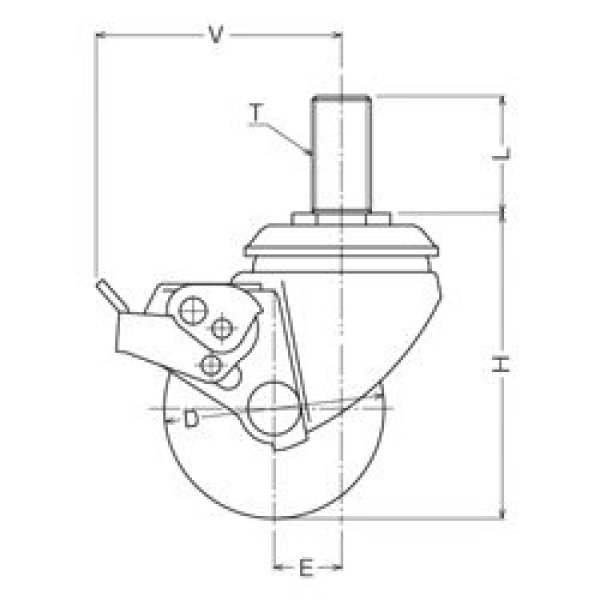 画像2: 自在キャスターネジ込み式(ストッパー付) ハンマーキャスター (2)