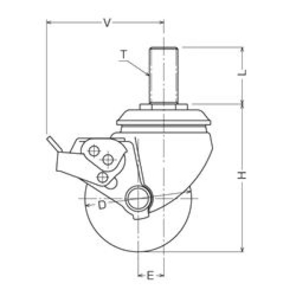 画像2: 自在キャスターネジ込み式(ストッパー付) ハンマーキャスター (2)