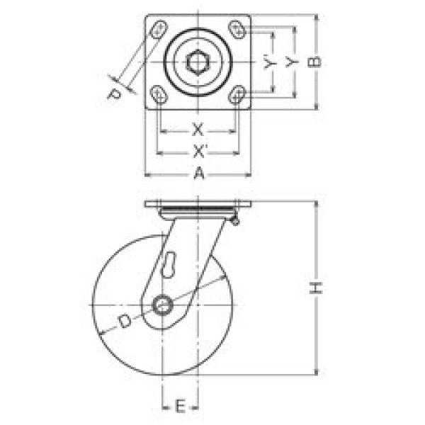 画像2: 自在キャスタープレート式(ストッパー無)　ハンマーキャスター (2)